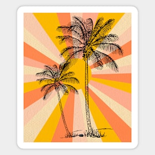 Vintage palm trees with sun Magnet